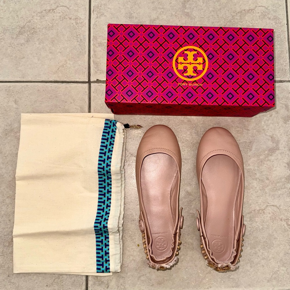 Tory Burch Blush Pink with Interchangeable Detail Strap Flats